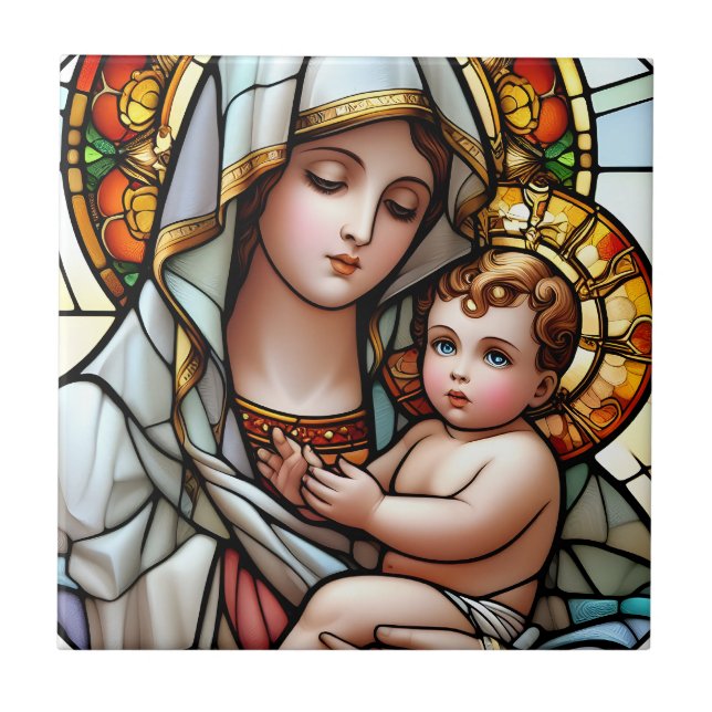 Madonna and Child Ceramic Tile (Front)