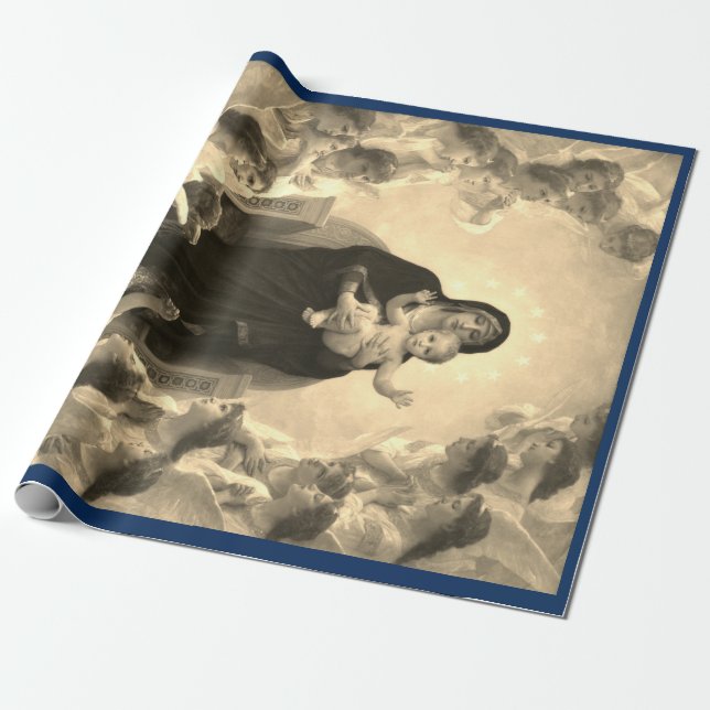 MADONNA AND CHILD CHRISTMAS GIFT WRAP Bouguereau  (Unrolled)