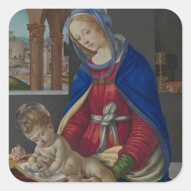 Madonna and Child, circa 1483-4 Square Sticker (Front)