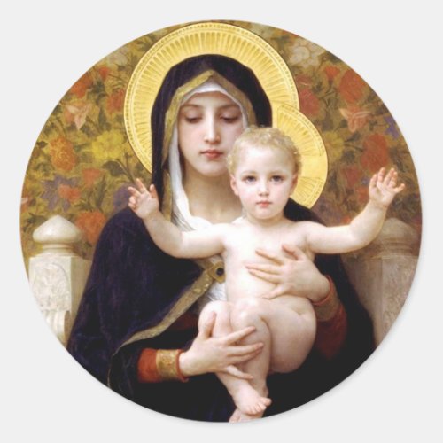 Madonna and Child Classic Round Sticker