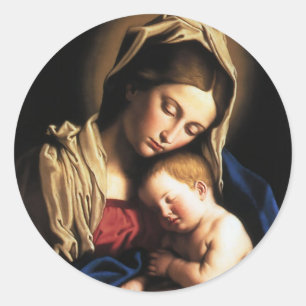 MADONNA AND CHILD CLASSIC ROUND STICKER