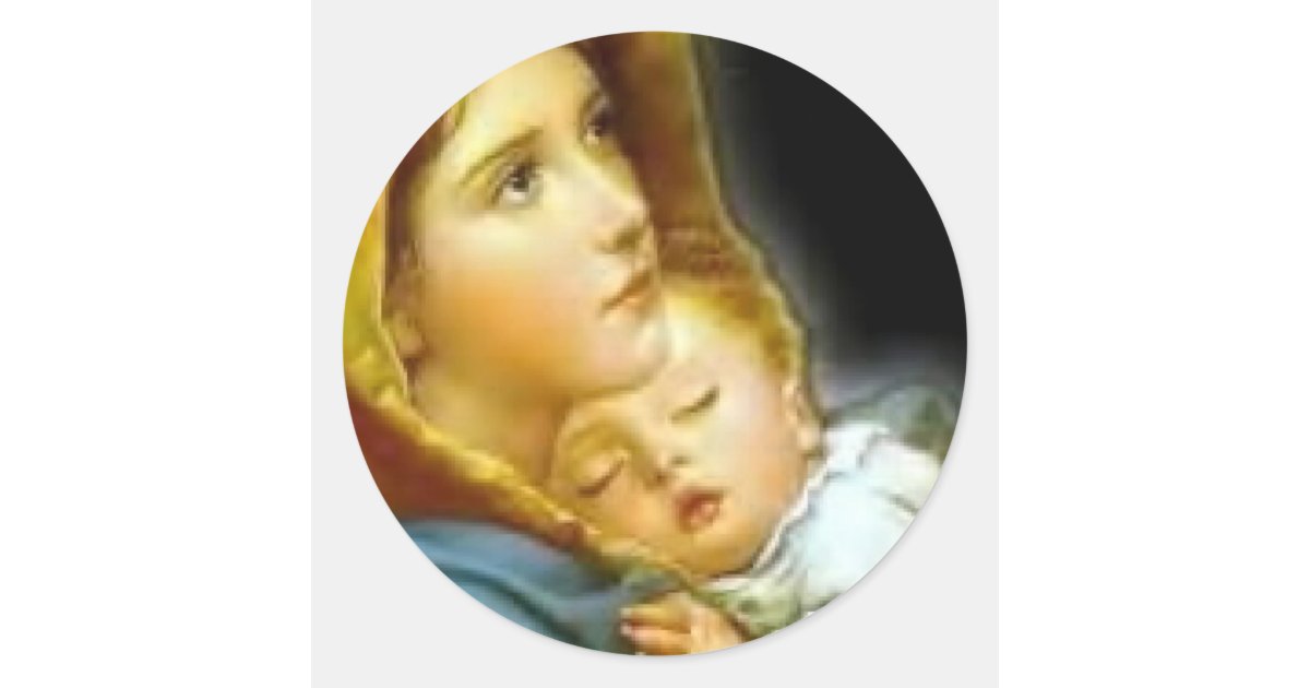 Madonna and child classic round sticker | Zazzle