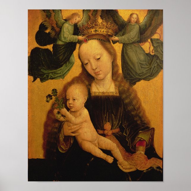 Madonna and Child Crowned by Two Angels, c.1520 Poster (Front)