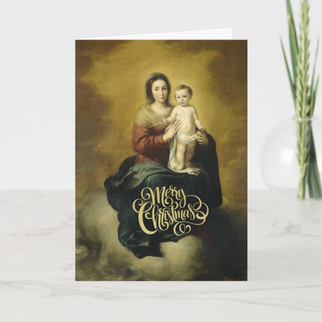 Madonna and Child - Elegant Fine Art Christmas Holiday Card (Front)