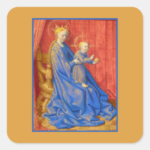 Madonna and Child Enthroned Jean Fouquet Holiday Square Sticker