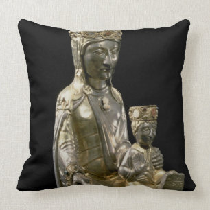 Madonna and Child Enthroned, statuette, French, 12 Throw Pillow