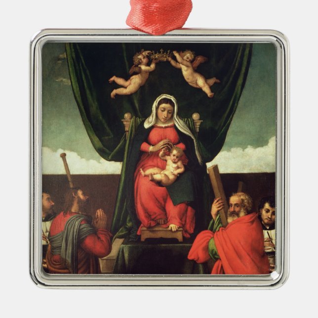 Madonna and Child Enthroned with Four Saints, 1546 Metal Ornament (Front)