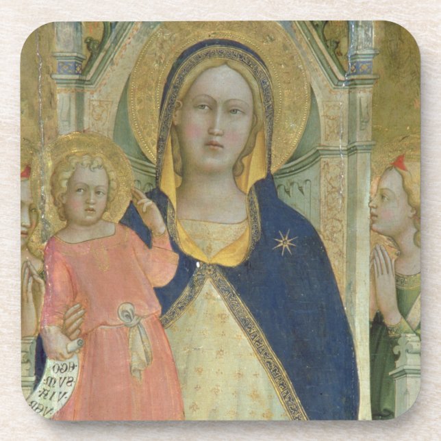 Madonna and Child enthroned with Saints, detail sh Drink Coaster (Front)
