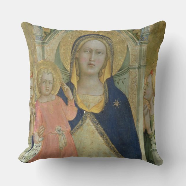 Madonna and Child enthroned with Saints, detail sh Throw Pillow (Front)