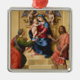 Madonna and Child Enthroned with Saints Mary Metal Ornament