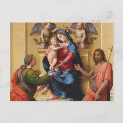 Madonna and Child Enthroned with Saints Mary Postcard