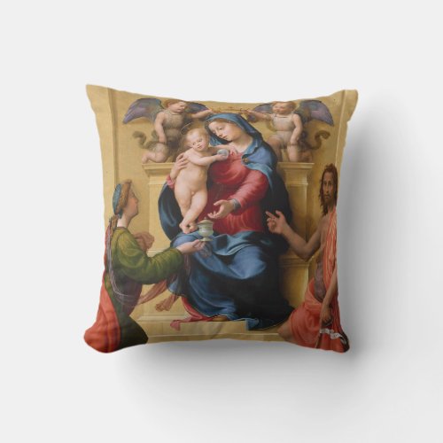 Madonna and Child Enthroned with Saints Mary Throw Pillow
