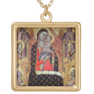 Madonna and child enthroned with six angels (panel gold plated necklace