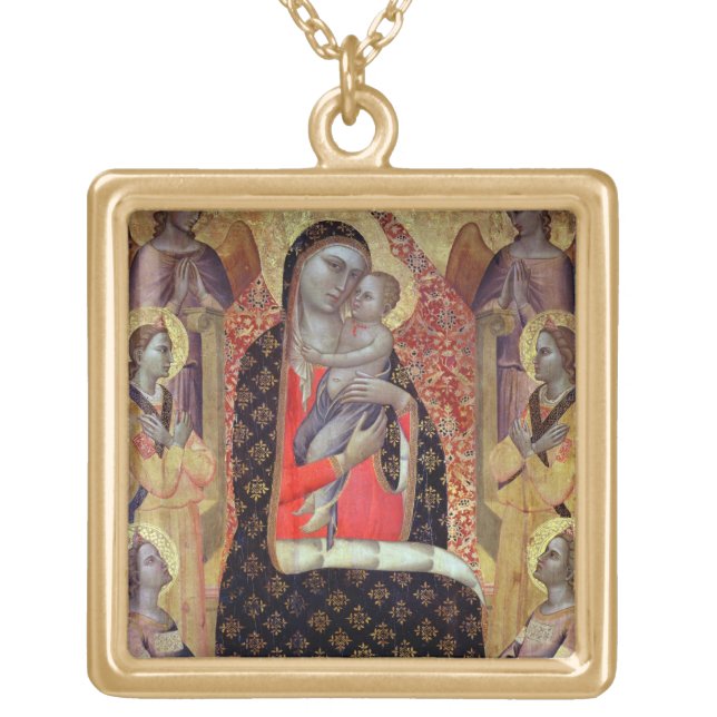 Madonna and child enthroned with six angels (panel gold plated necklace (Front)