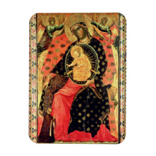 Madonna and Child Enthroned with Two Devout People Magnet