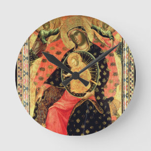 Madonna and Child Enthroned with Two Devout People Round Clock