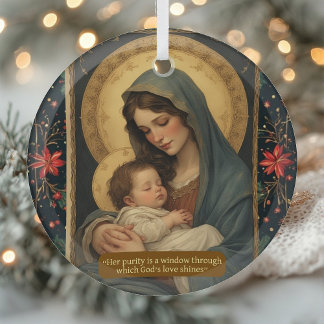 Madonna and Child Eternal Grace Vintage Minimalist Glass Ornament