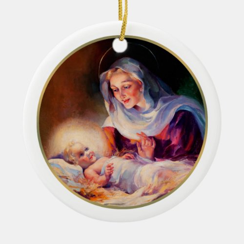 Madonna and Child Fine Art Christmas Gift  Ceramic Ornament