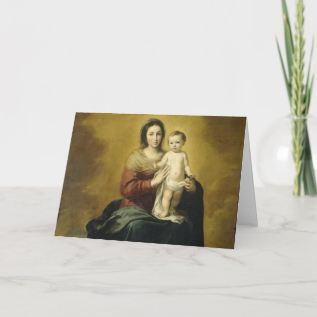 Madonna and Child, Fine Art Christmas Greeting Car Holiday Card (Front)
