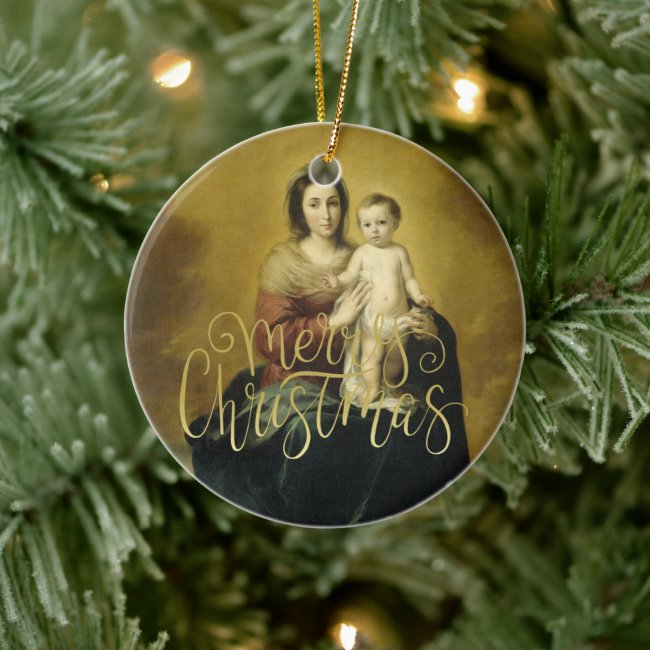 Madonna and Child, Fine Art Christmas Ornament