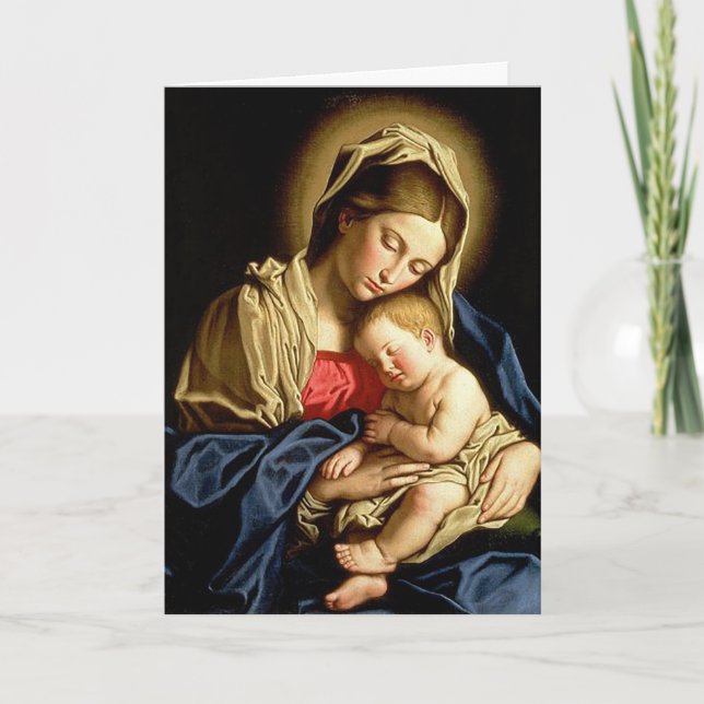 Madonna and Child Folded Christmas Greeting Card  (Front)