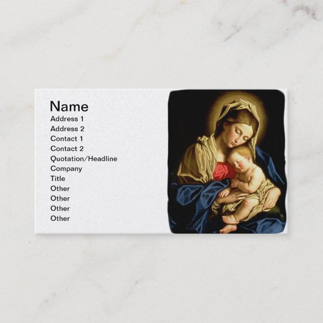 Madonna and Child Jesus - Sassoferrato Business Card (Front)