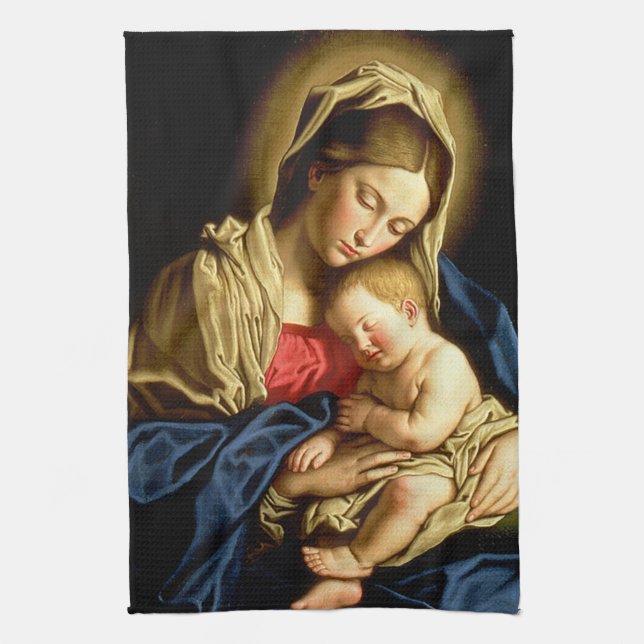 Madonna and Child Jesus - Sassoferrato Towel (Vertical)