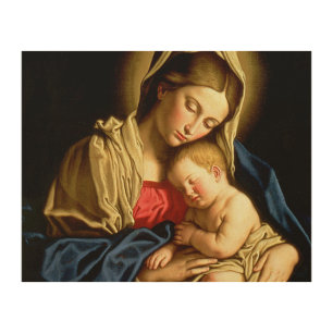 Madonna and Child Jesus - Sassoferrato Wood Wall Decor