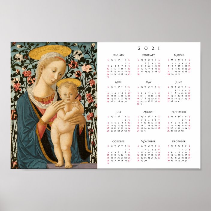 Madonna And Child Jesus Vintage Art 2021 Calendar Poster Zazzle Com