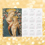 Madonna and Child Jesus Vintage Art 2024 Calendar<br><div class="desc">Custom, simple plain black and white, 2024 full year calendar, cool, thin, vintage fine art / christian / christianity / religious art lovers' yearly calendar magnet magnetic card, for any magnetic surface at home or office, featuring a beautiful adorable detailed vintage tempera on poplar panel painting, by an anonymous artist,...</div>