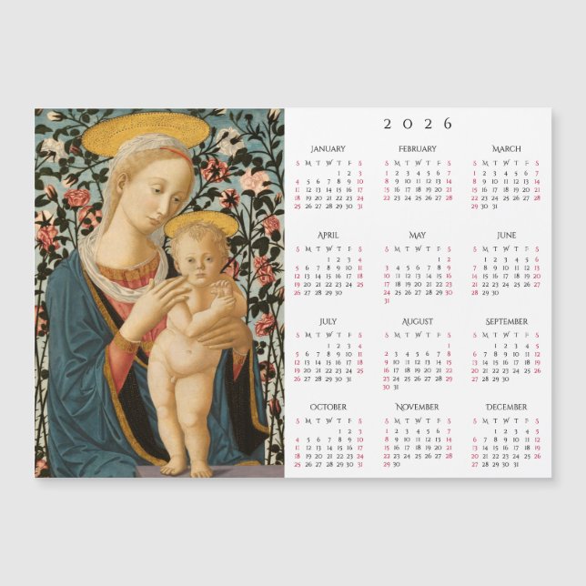 Madonna and Child Jesus Vintage Art 2026 Calendar (Front)