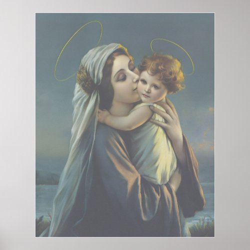 Madonna and Child Jesus Vintage Poster Print Art 