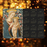 Madonna and Child Jesus Virgin Mary 2024 Calendar<br><div class="desc">Custom, black and faux gold, 2024 full year calendar, cool, thin, vintage fine art / christian / christianity / religious art lovers' yearly calendar magnet magnetic card, for any magnetic surface at home or office, featuring a beautiful adorable detailed vintage tempera on poplar panel painting, by an anonymous artist, of...</div>