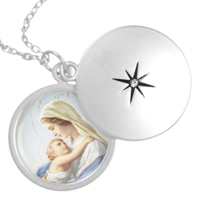 Madonna and Child Locket Necklace (Front)