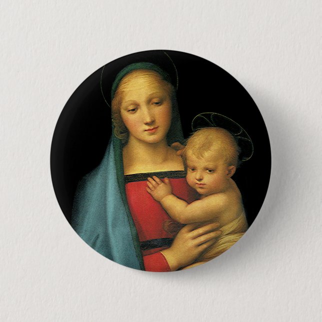 Madonna And Child, Madonna del Granduca by Raphael Button (Front)