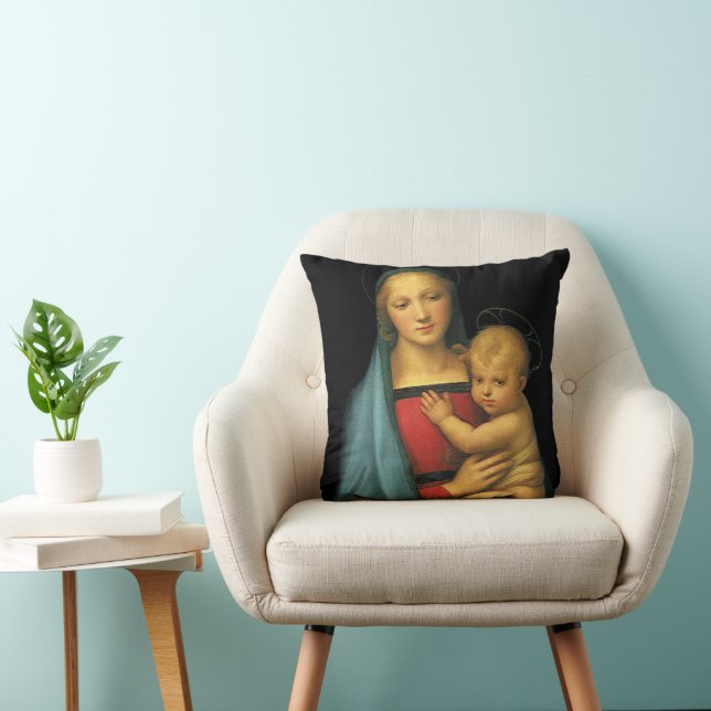 Madonna And Child, Madonna del Granduca by Raphael Throw Pillow (Chair)