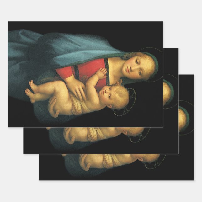 Madonna And Child, Madonna del Granduca by Raphael Wrapping Paper Sheets (Set)