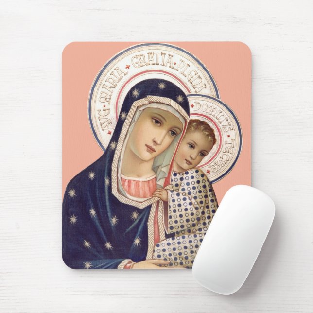 Madonna And Child Mouse Pad (With Mouse)
