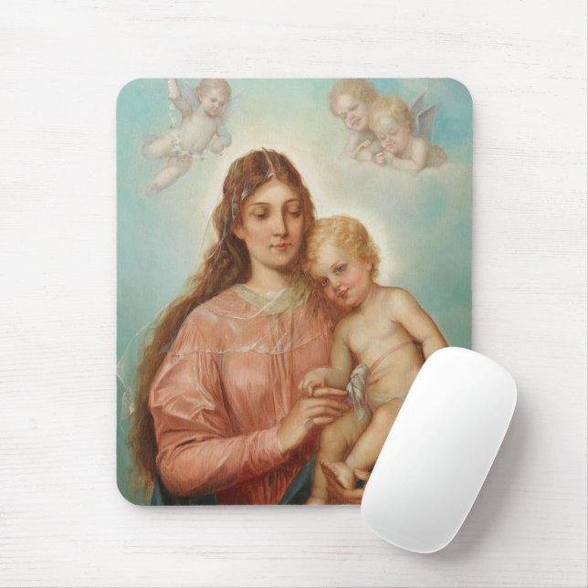 Madonna And Child Mouse Pad (With Mouse)