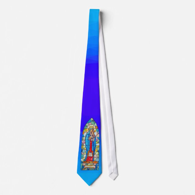 Madonna and Child Nativity Stained Glass Style Neck Tie (Front)