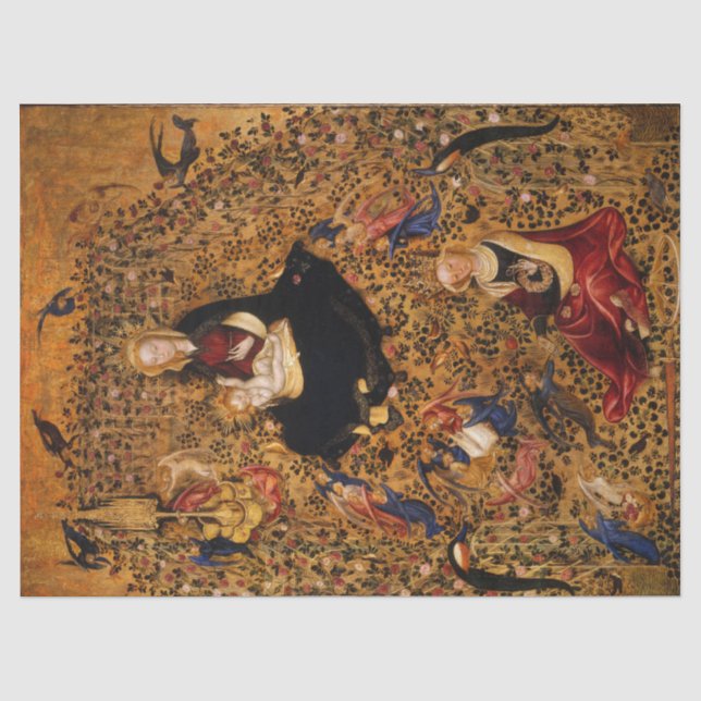 MADONNA AND CHILD OF ROSE BOWER,ANGELS Christmas Tissue Paper (Front)