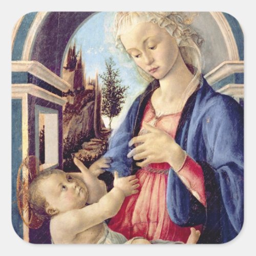 Madonna and Child panel 2 Square Sticker