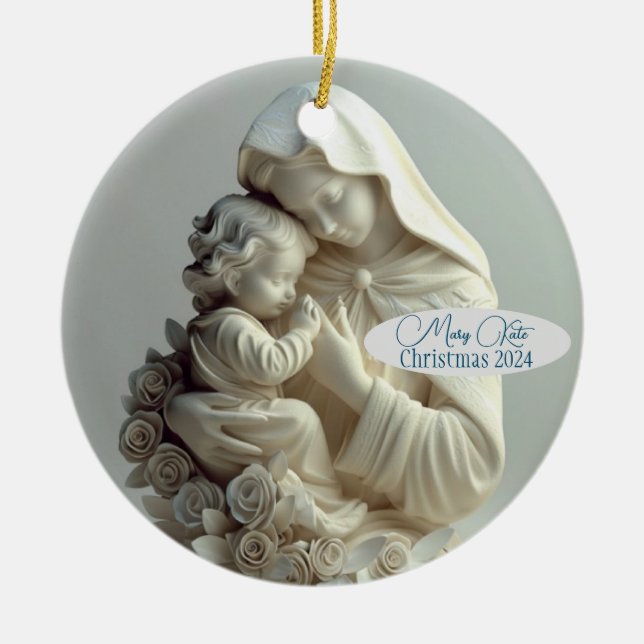Madonna and Child Personalized Ornament (Front)
