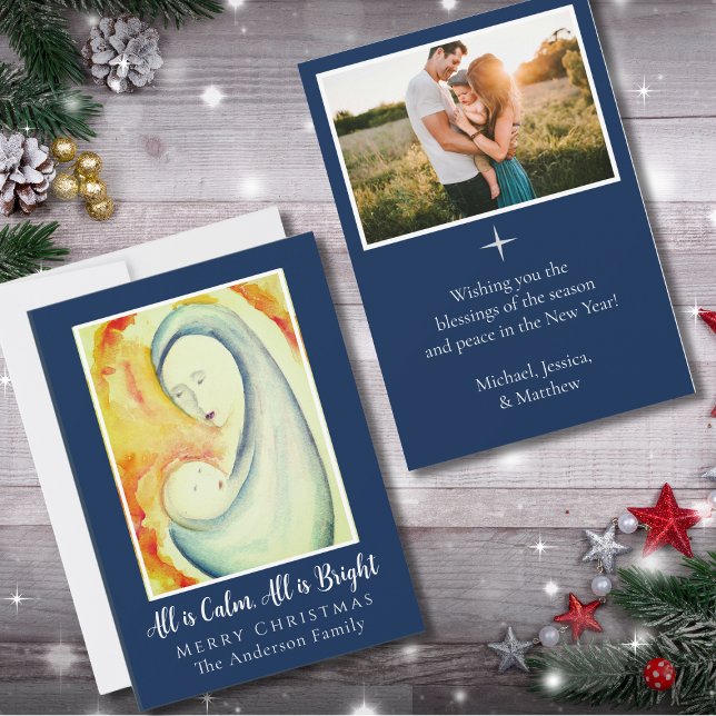 Madonna and Child Religious Christmas Family Photo Holiday Card (Creator Uploaded)
