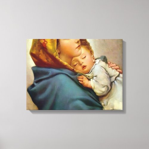 Madonna And Child Roberto Ferruzzi Canvas Print