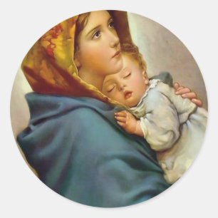 Madonna And Child Roberto Ferruzzi Classic Round Sticker