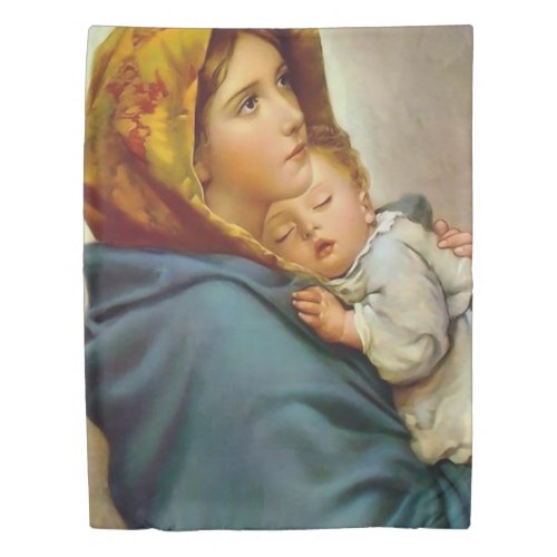 Madonna And Child Roberto Ferruzzi Duvet Cover