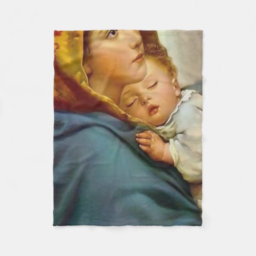 Madonna And Child Roberto Ferruzzi Fleece Blanket