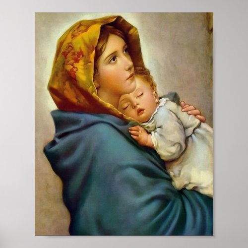 Madonna And Child Roberto Ferruzzi Poster