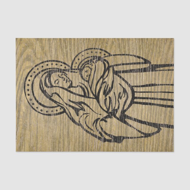 Madonna and Child Rustic Wood Christian Decoupage Tissue Paper (Front)
